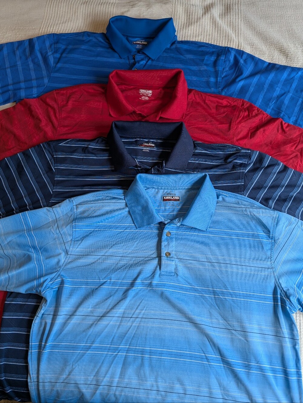 Kirkland Signature Men’s Polo 4 Pack - Blue, Red, Navy & Light Blue